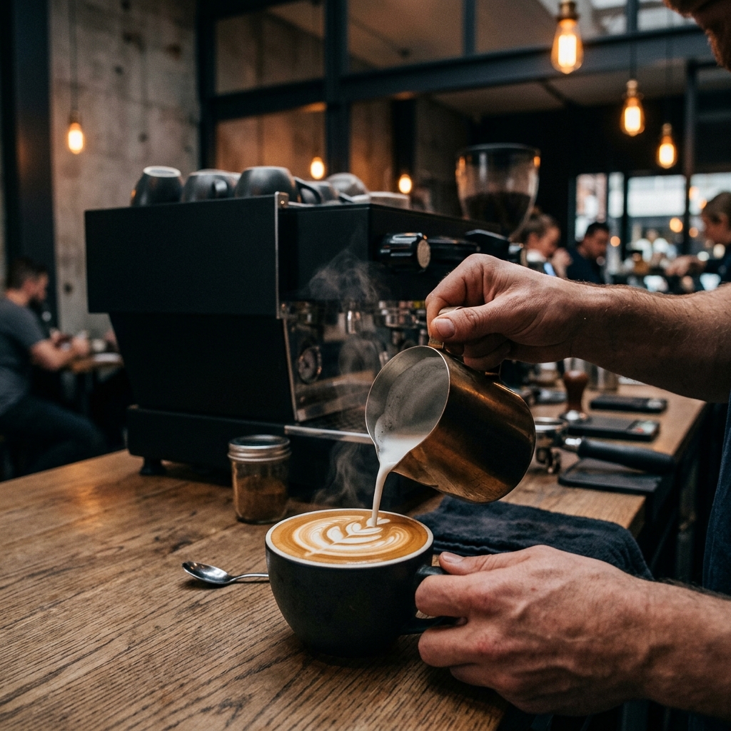 Latte being poured