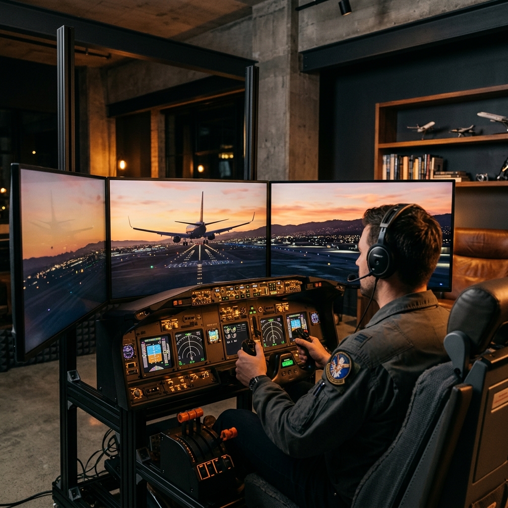 Runway approach at sunset