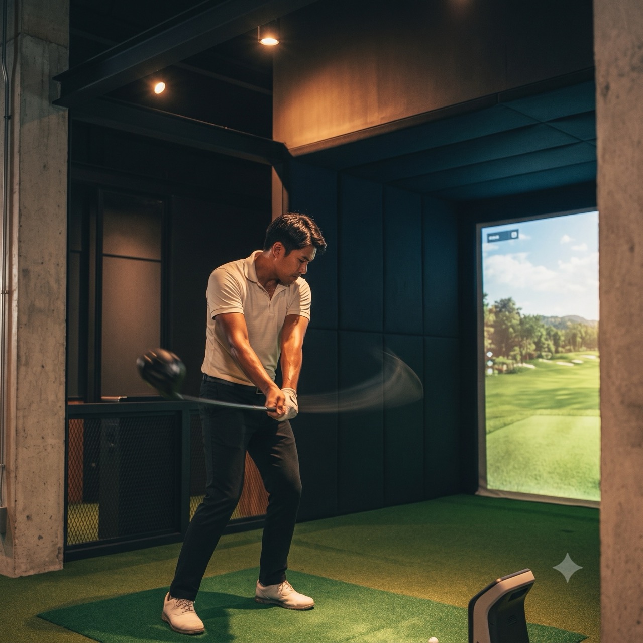 Player mid-swing